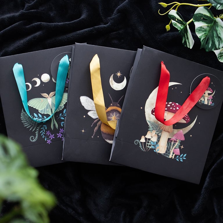 23cm Tall Forest Bee Gift Bag with Mystical Design