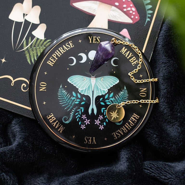 Luna Moth Pendulum Divination Kit - Crystal Pendant & Mystical Guidance Tool