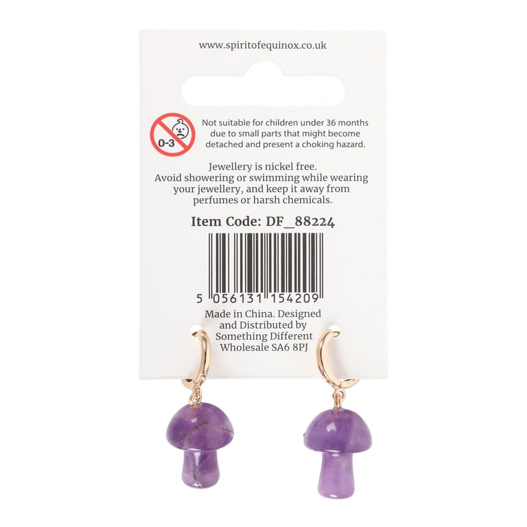 Amethyst Crystal Mushroom Earrings - Courage & Relationship Strengthening Jewelry
