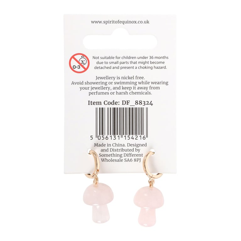 Rose Quartz Crystal Mushroom Earrings - Healing Harmony with Self-Love Energy