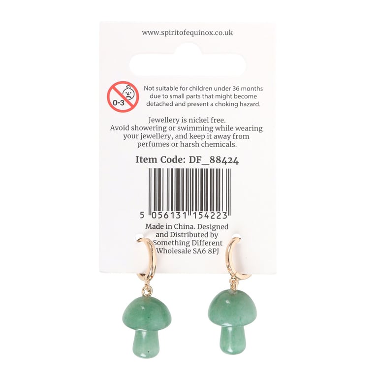 Aventurine Crystal Mushroom Earrings - Natural Healing Strength Promoters