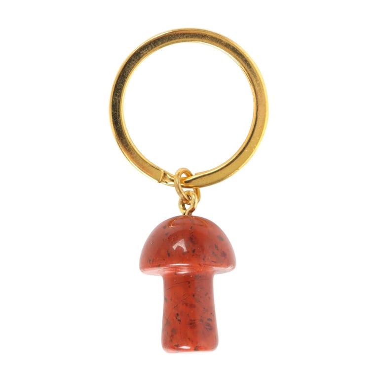 Red Jasper Crystal Mushroom Healing Keyring - Balance and Harmony in Your Pocket