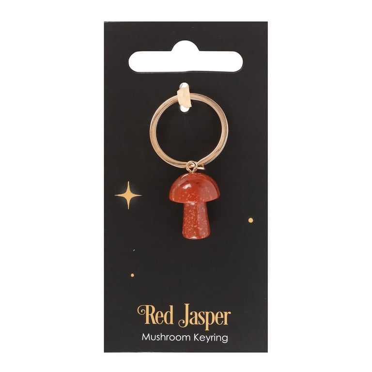 Red Jasper Crystal Mushroom Healing Keyring - Balance and Harmony in Your Pocket
