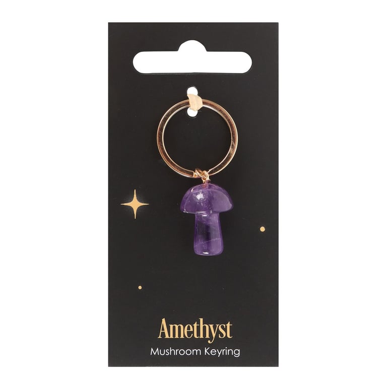 Amethyst Crystal Mushroom Keyring - Promotes Courage and Positive Energy