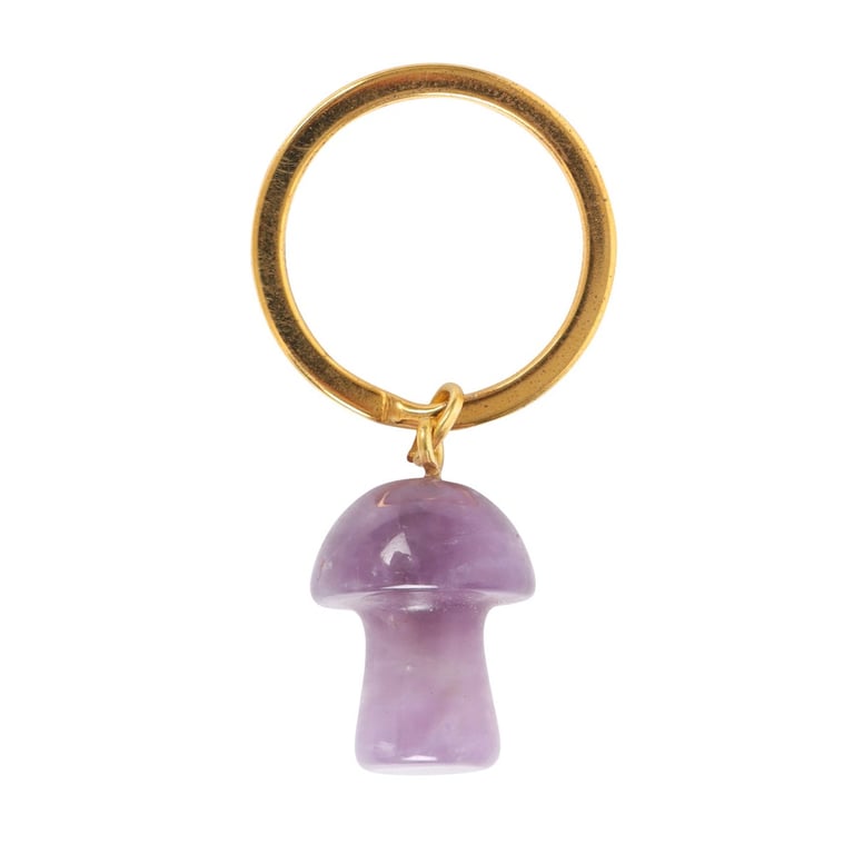 Amethyst Crystal Mushroom Keyring - Promotes Courage and Positive Energy