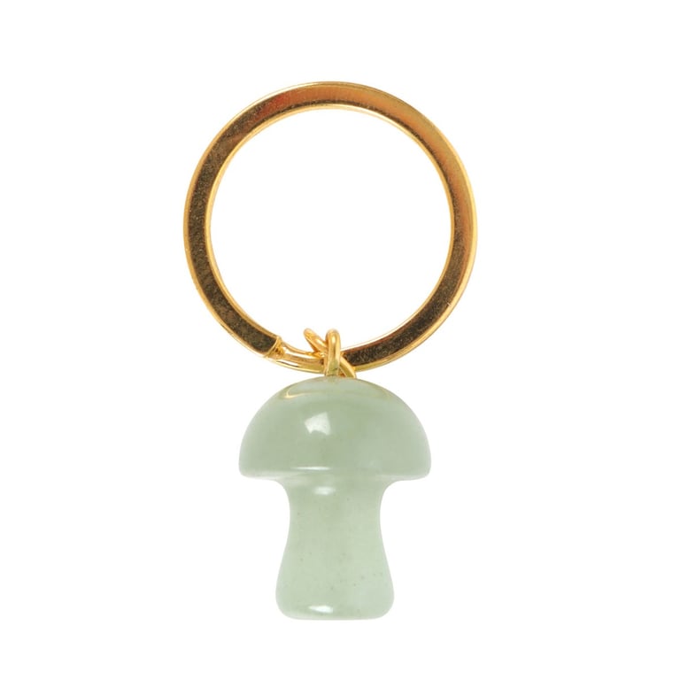 Aventurine Crystal Mushroom Keyring - Strength & Bravery Gemstone Keychain