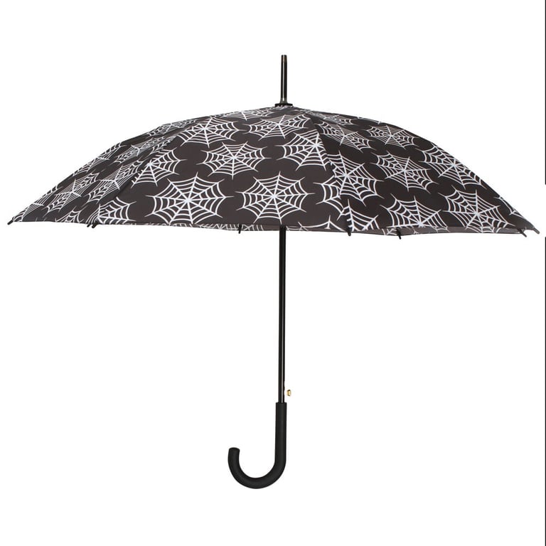 All Over Print Spiderweb Umbrella - Dark Spooky Rainy Day Fashion Accessory