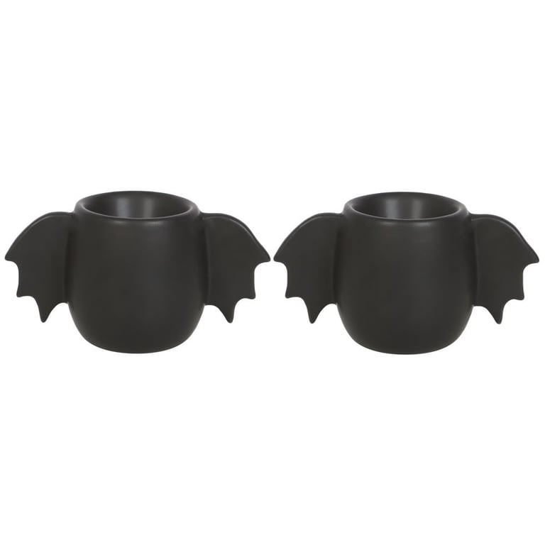 Bat Wing Egg Cup Set - Black Bat Design Breakfast Servingware for Kids and Adults