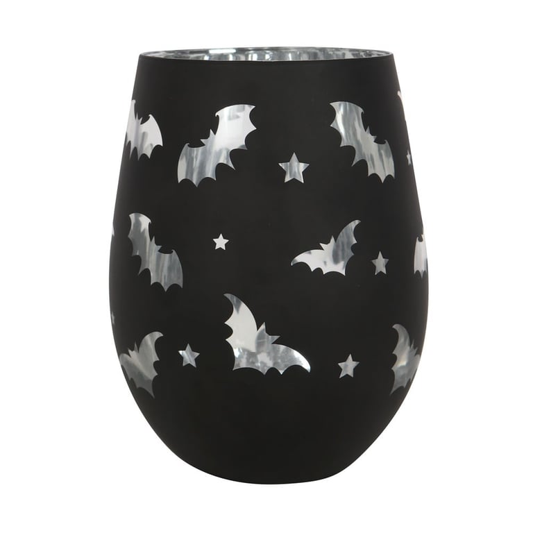 Clear Bat Design 500ml Stemless Wine Glass - Fun Party Glassware