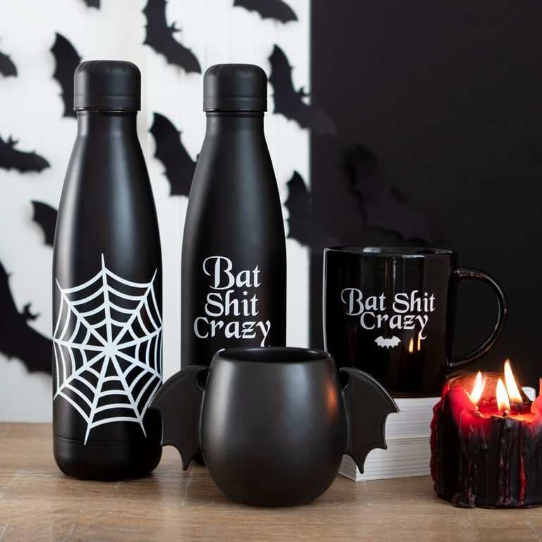 Bat Wing Rounded Mug - Unique Black 500ml Coffee Mug with Bat Wing Handle Design