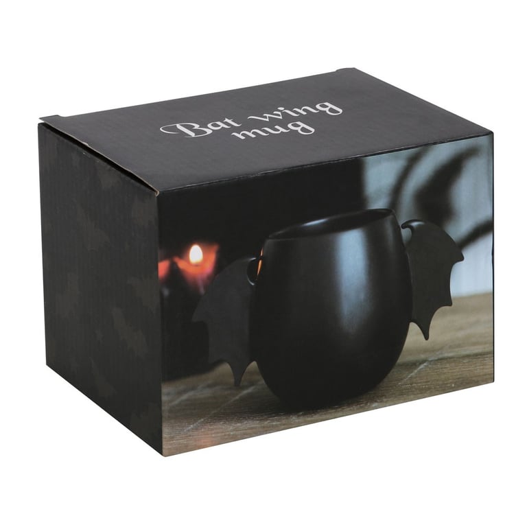Bat Wing Rounded Mug - Unique Black 500ml Coffee Mug with Bat Wing Handle Design