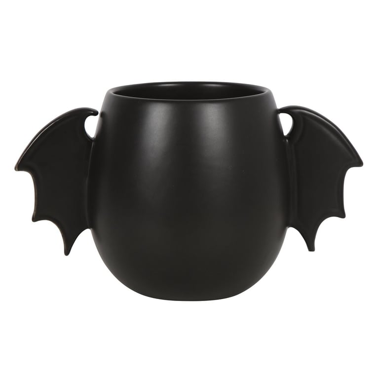 Bat Wing Rounded Mug - Unique Black 500ml Coffee Mug with Bat Wing Handle Design