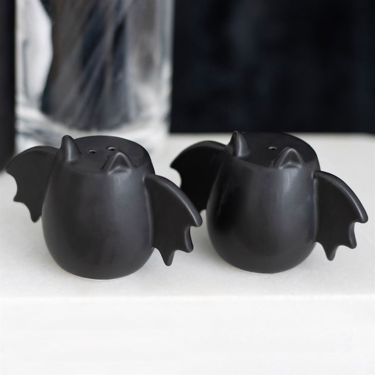Bat Wing Salt and Pepper Shakers - Quirky Halloween Tableware, Food Safe, Unique Dining Accessories