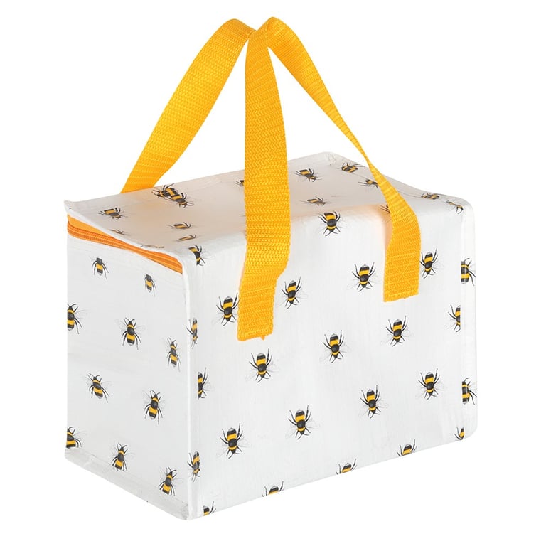 Bee Print Insulated Lunch Bag - Eco Friendly & Reusable with Zipper Closure