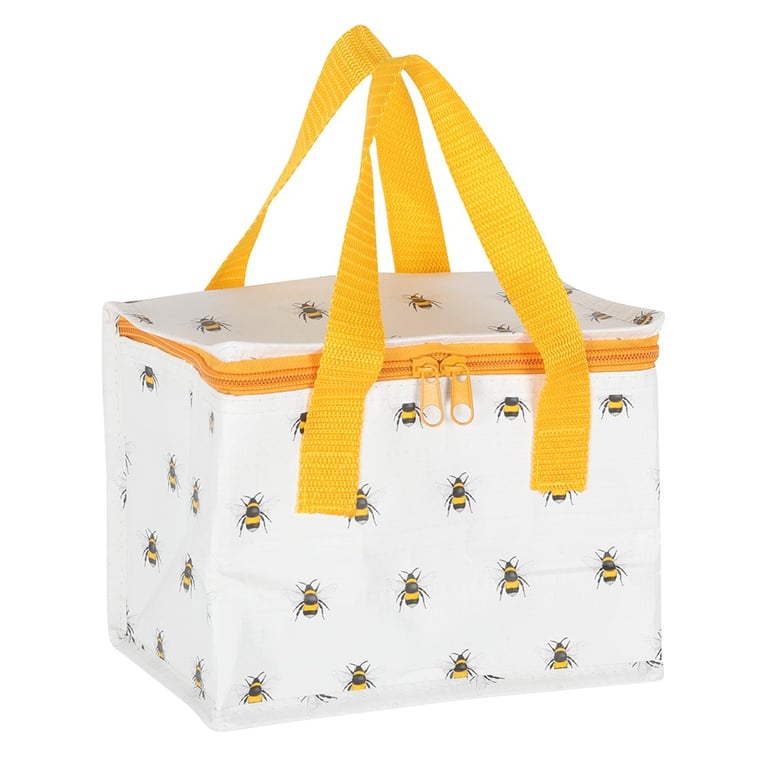 Bee Print Insulated Lunch Bag - Eco Friendly & Reusable with Zipper Closure