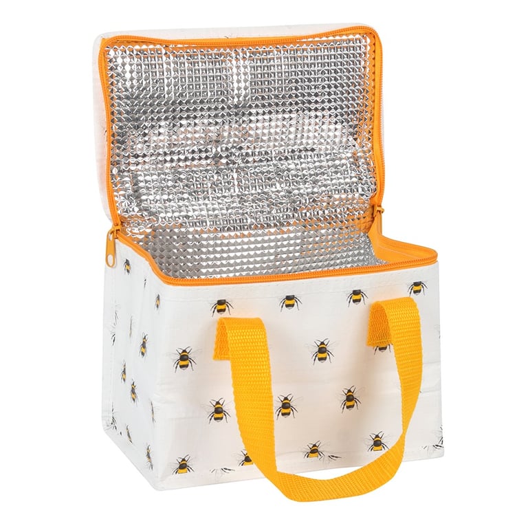 Bee Print Insulated Lunch Bag - Eco Friendly & Reusable with Zipper Closure