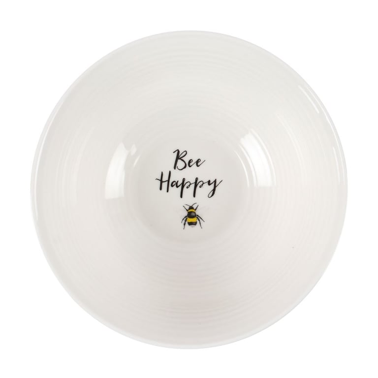 Bee Happy Ceramic Bowl - Country Style Dishwasher & Microwave Safe Breakfast Bowl