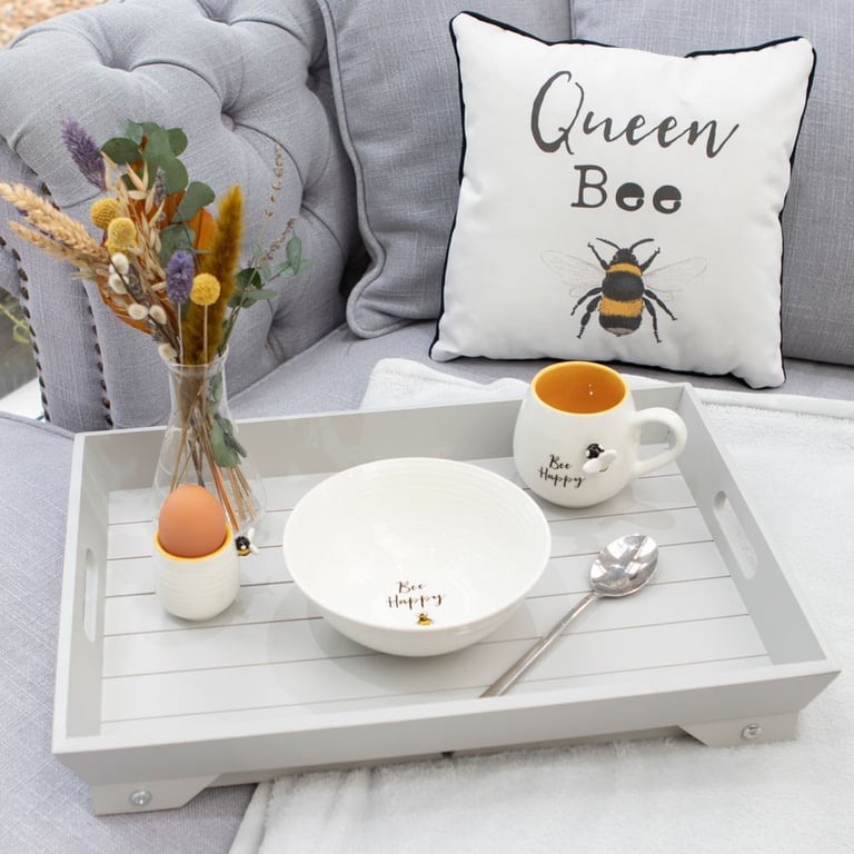 Bee Happy Ceramic Bowl - Country Style Dishwasher & Microwave Safe Breakfast Bowl