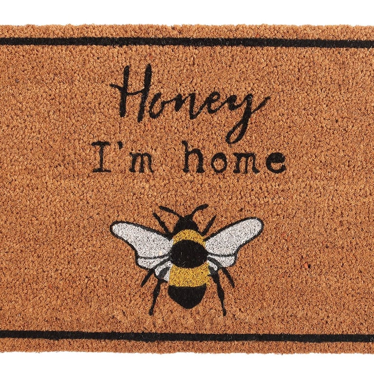Natural Honey I m Home Bee Themed Entrance Mat