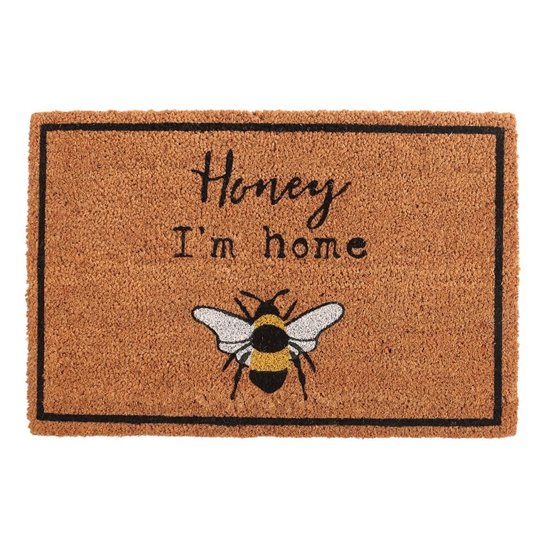 Natural Honey I m Home Bee Themed Entrance Mat