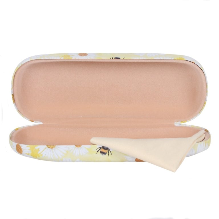 Bee And Daisy Portable Glasses Case with Cleaning Cloth and Stylish Storage