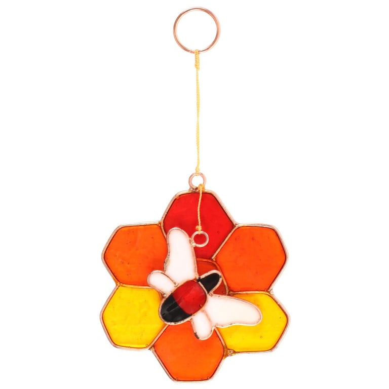 Bee and Honeycomb Resin Suncatcher - Garden Window Decoration