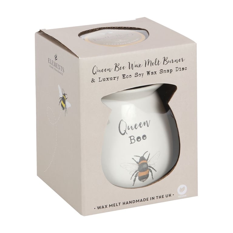 Queen Bee Wax Melt Burner Gift Set - Long Lasting Vanilla Honey Soy Wax Discs for Home Fragrance