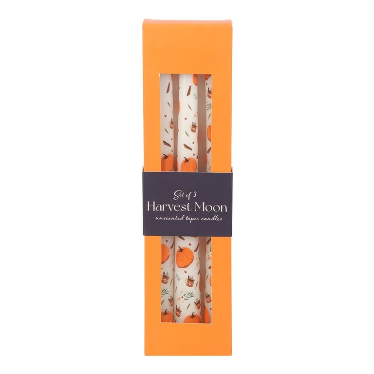 Pumpkin Print Taper Candles Set - Seasonal Home Decor Gift