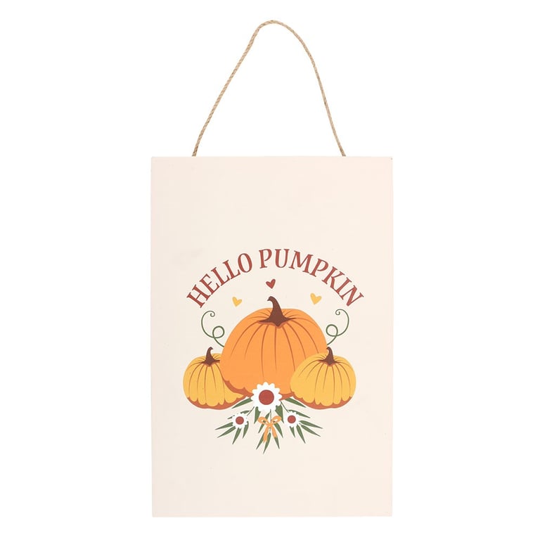 Autumn Days Hello Pumpkin MDF Hanging Sign - Autumn Decor and Halloween Decoration