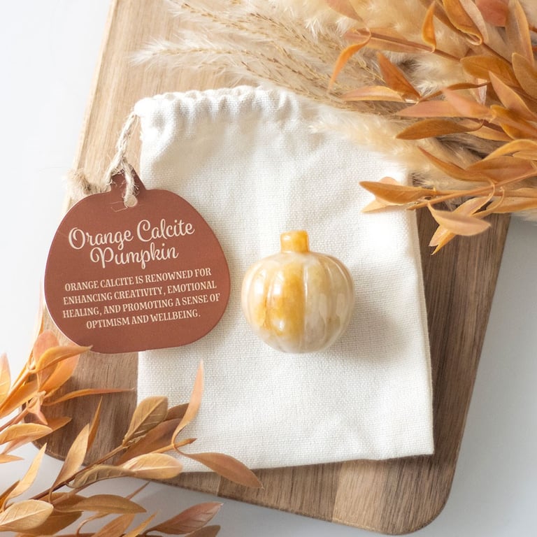 Pumpkin Shaped Orange Calcite Crystal - Healing Stone Gift