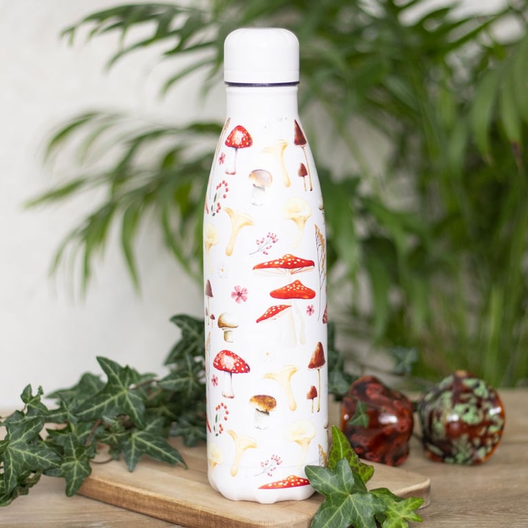 Nature-Inspired Mushroom Print 500ml Metal Water Bottle