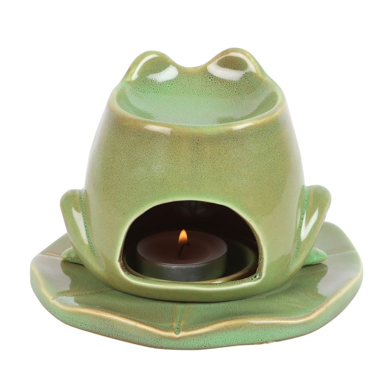 Frog-Shaped Oil Burner on Lily Pad Home Decor