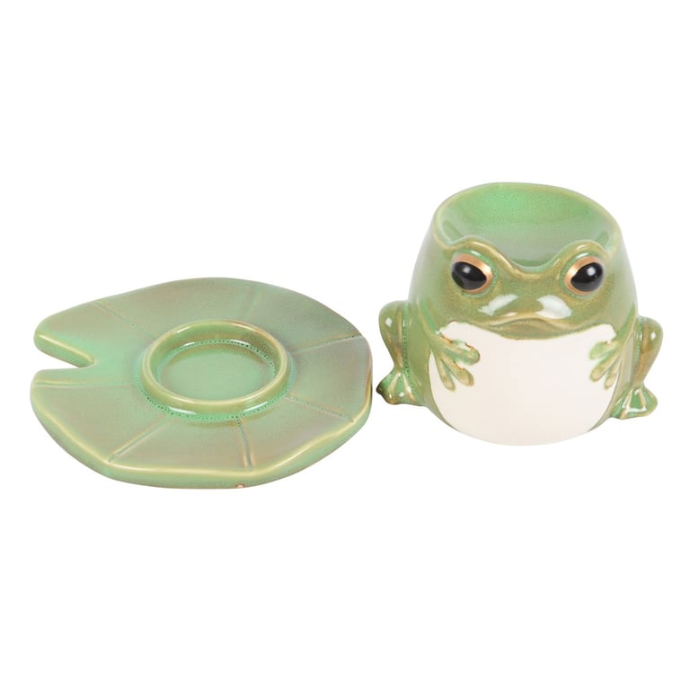 Frog-Shaped Oil Burner on Lily Pad Home Decor