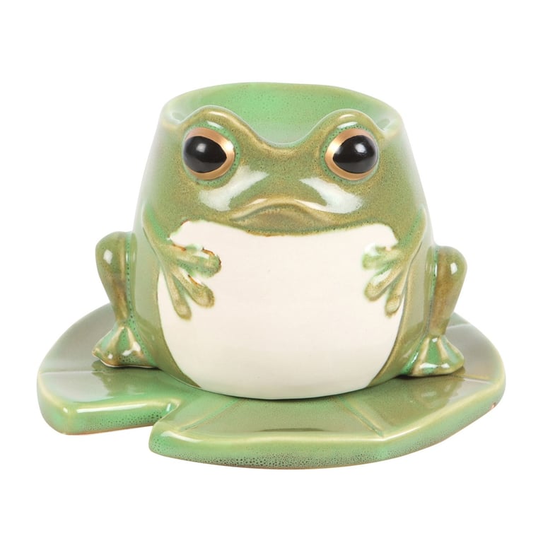Frog-Shaped Oil Burner on Lily Pad Home Decor