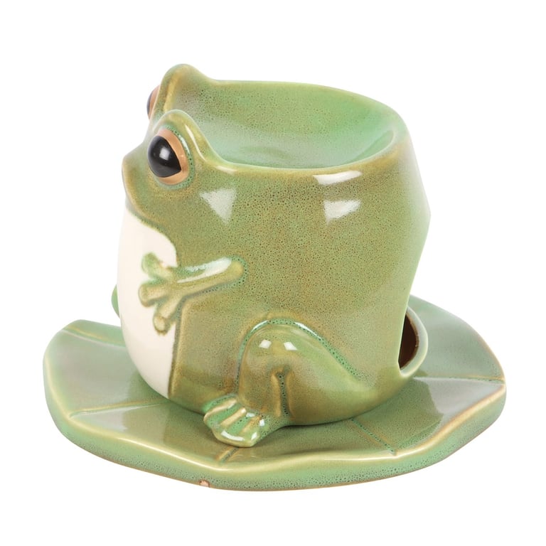 Frog-Shaped Oil Burner on Lily Pad Home Decor