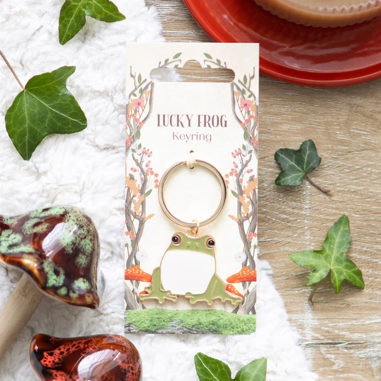 Lucky Frog Forest Themed Keyring - Whimsical Nature Charm