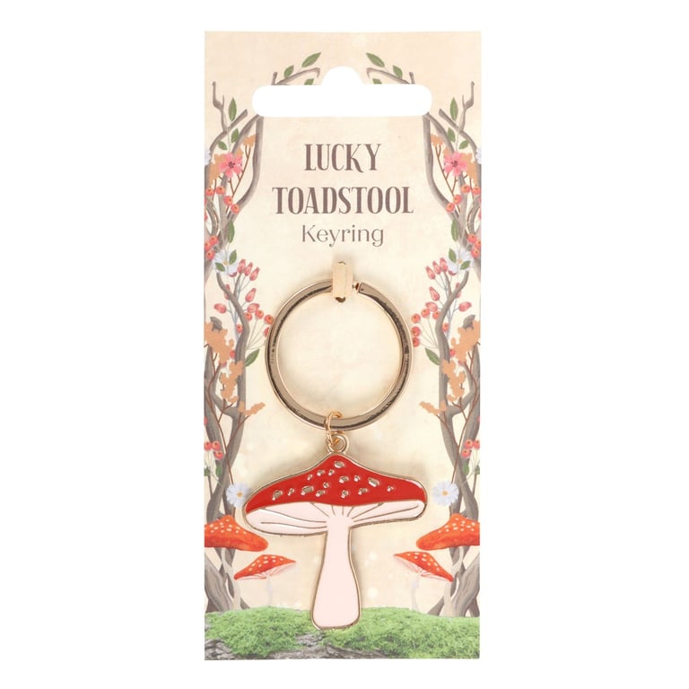 Lucky Toadstool Keyring - Forest-Themed Charm for Good Luck