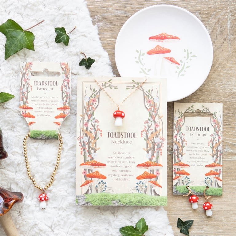 Toadstool Charm Necklace - Lucky Symbol of Inner Strength and Positivity