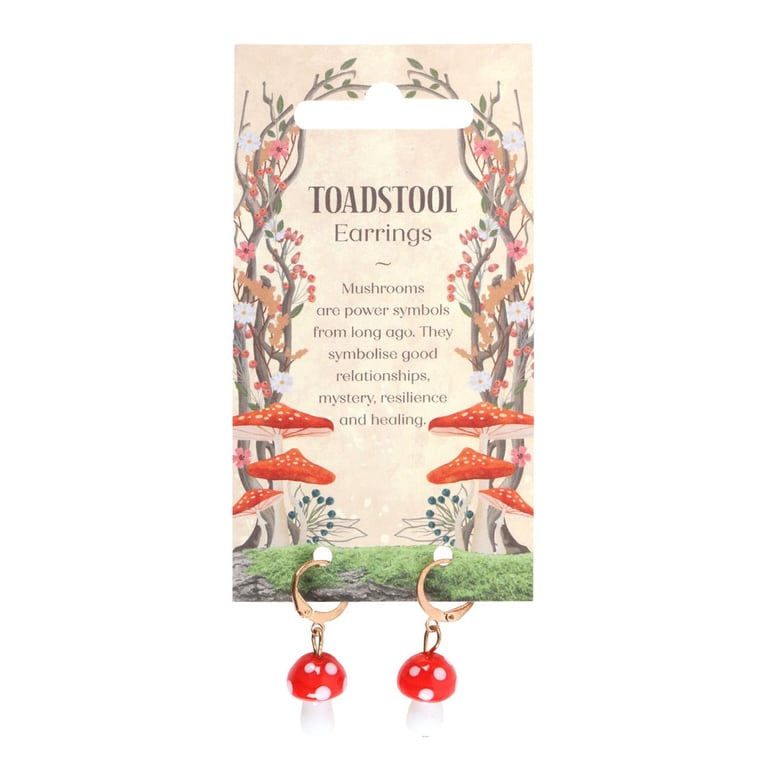 Whimsical Toadstool Mushroom Dangle Earrings - Unique Nature-Themed Jewellery