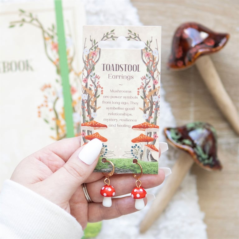 Whimsical Toadstool Mushroom Dangle Earrings - Unique Nature-Themed Jewellery