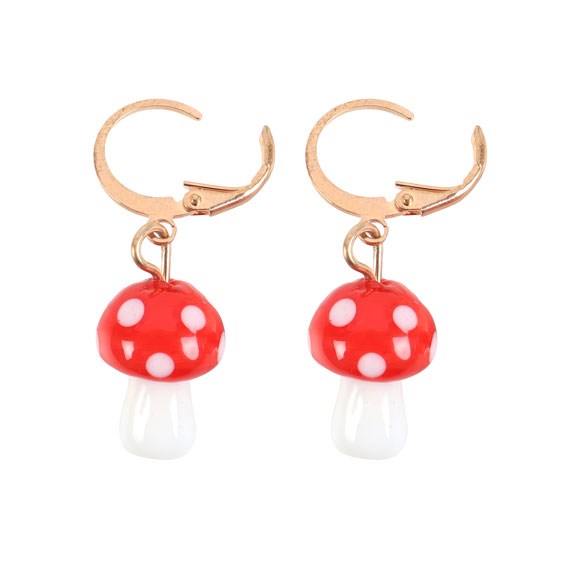 Whimsical Toadstool Mushroom Dangle Earrings - Unique Nature-Themed Jewellery