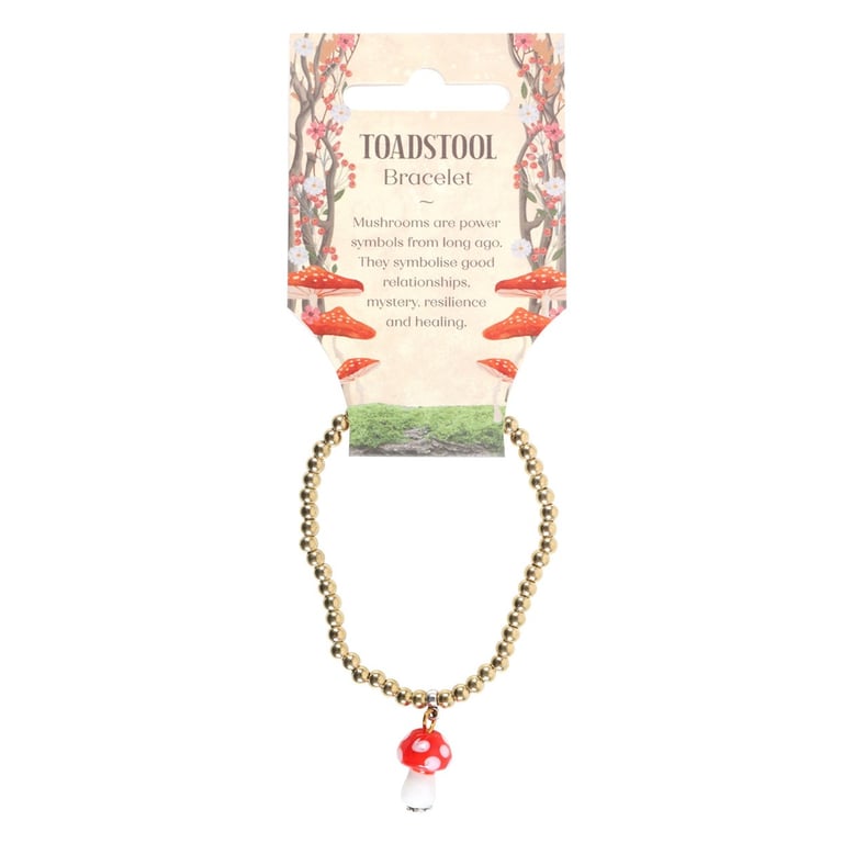 Toadstool Beaded Charm Bracelet - Whimsical Nature Inspired Jewelry