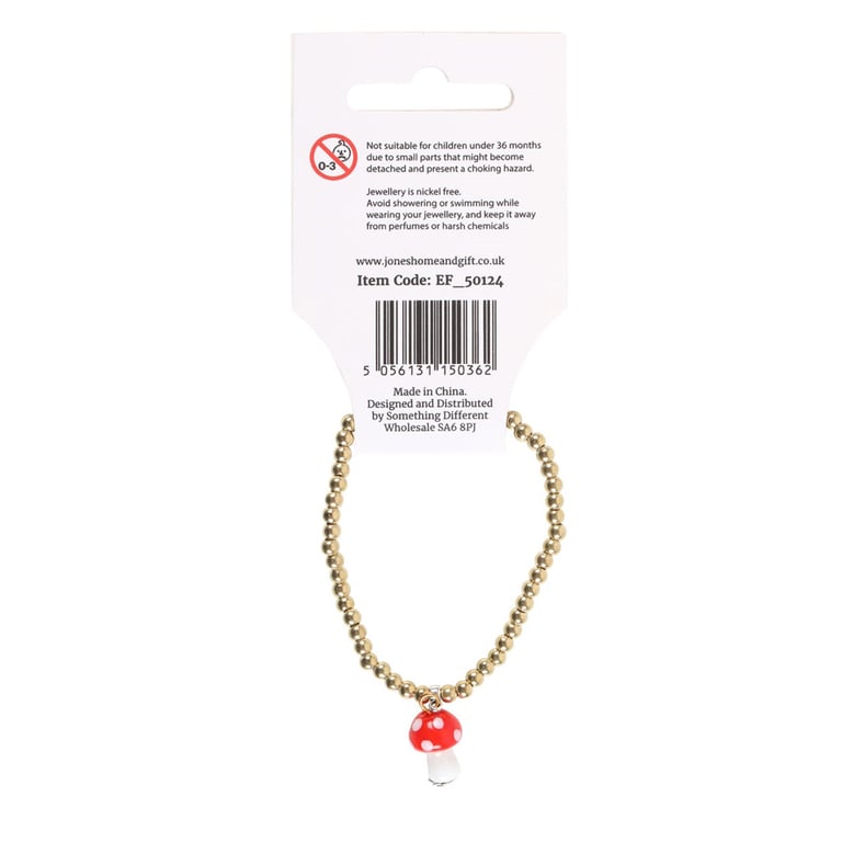 Toadstool Beaded Charm Bracelet - Whimsical Nature Inspired Jewelry