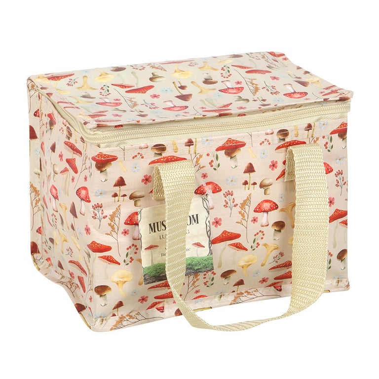 Mushroom Print Insulated Lunch Bag Made from Recycled Plastic