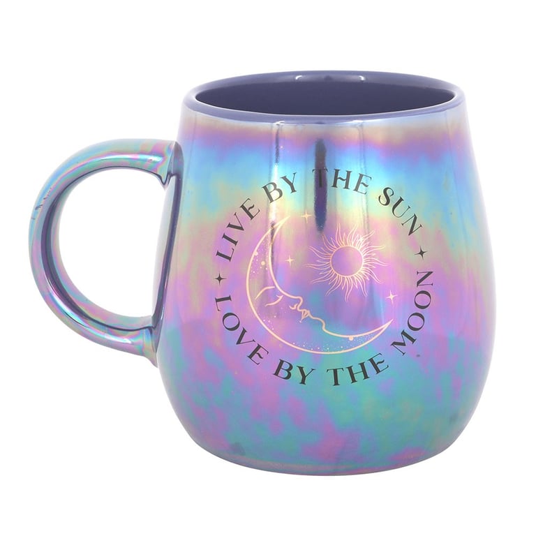 Live by the Sun Love by the Moon Iridescent 500ml Mug - Hand Wash Only, Celestial Design