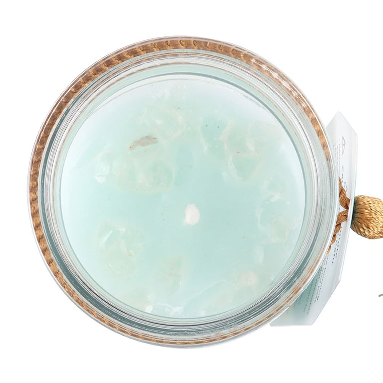 White Sage Candle with Clear Quartz Crystals - Promotes Clarity and Balance