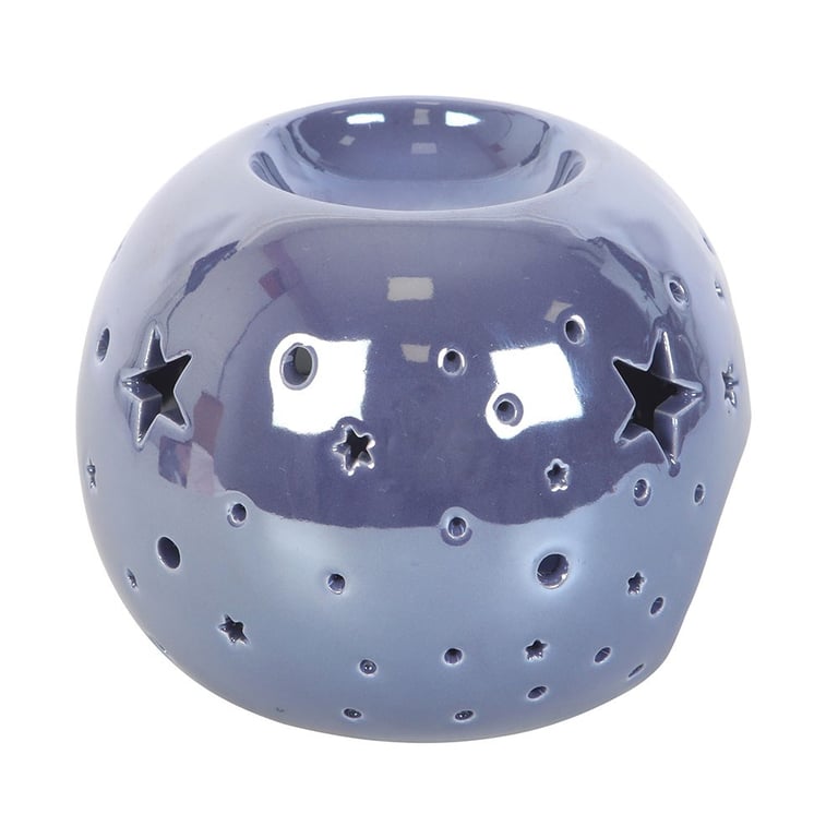 Purple Iridescent Star-Shaped Oil Burner and Wax Warmer for a Whimsical Home Ambiance