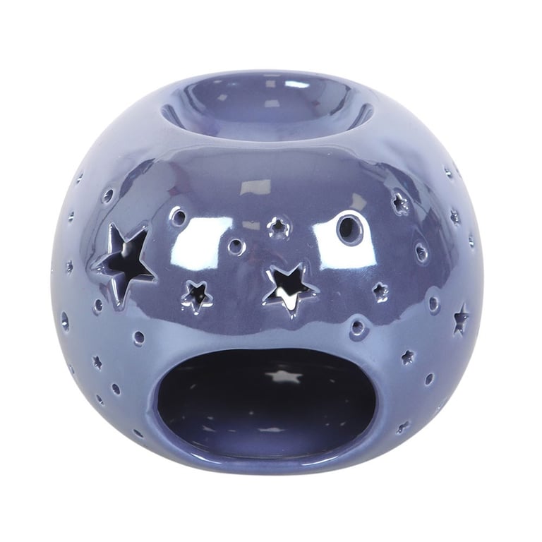 Purple Iridescent Star-Shaped Oil Burner and Wax Warmer for a Whimsical Home Ambiance