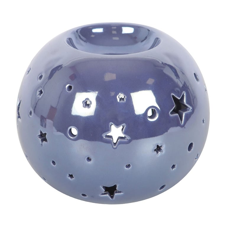 Purple Iridescent Star-Shaped Oil Burner and Wax Warmer for a Whimsical Home Ambiance