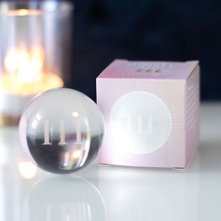 111 Angel Number Laser Engraved Crystal Ball - Spiritual Guidance and Intuition Reminder